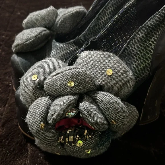 Irregular Choice Black Floral Heels - Picture 2 of 11